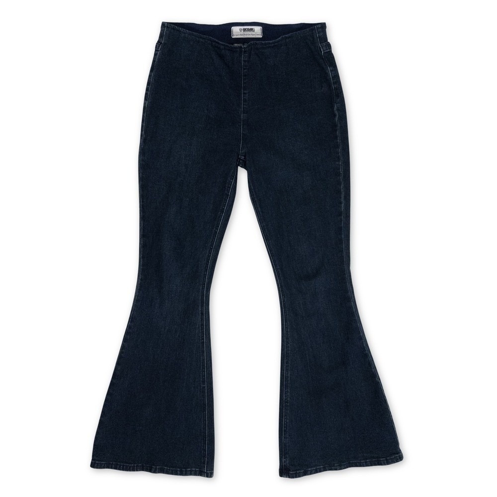 Rock & Roll Denim Bell Bottom Jeans Pull On‎ Womens 30x30 Blue Dark Wash